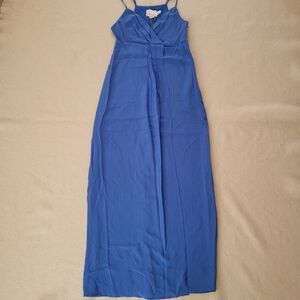 NWT Silk Maxi Dress Womens Size 4 Periwinkle Blue Sleevless Lined Cynthia Rowley